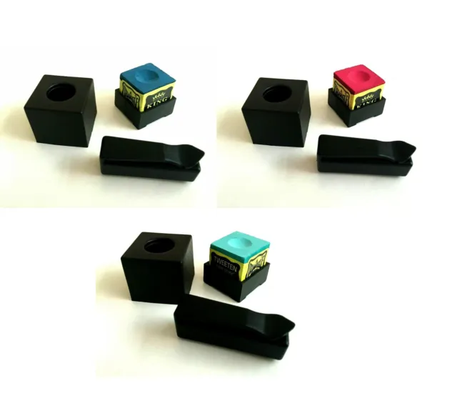 Magnetic Plastic Chalk Holder for Pool or Snooker Cue + Triangle Chalk