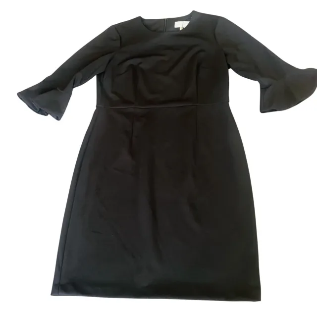 Donna Morgan Dress Women's Size 14 Black Lined Sheath 3/4 Sleeve Bell Above Knee