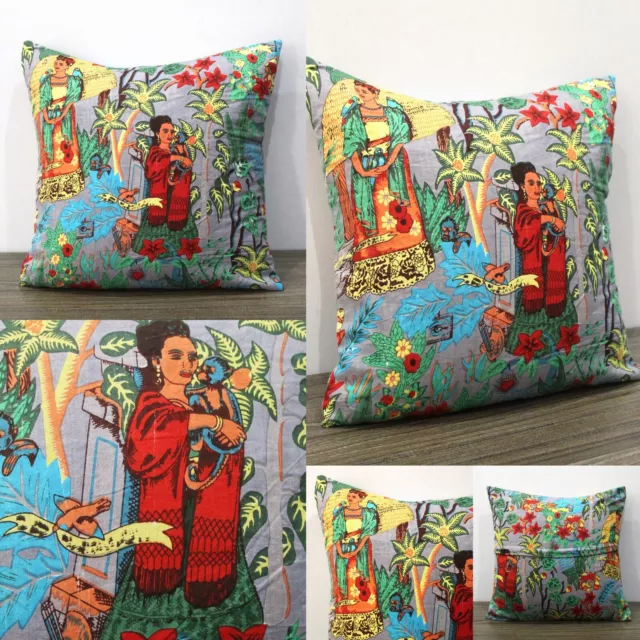 Gris Frida Kahlo Algodón Cojín Cubiertas,Antigüedad Almohada Hogar Decorativa