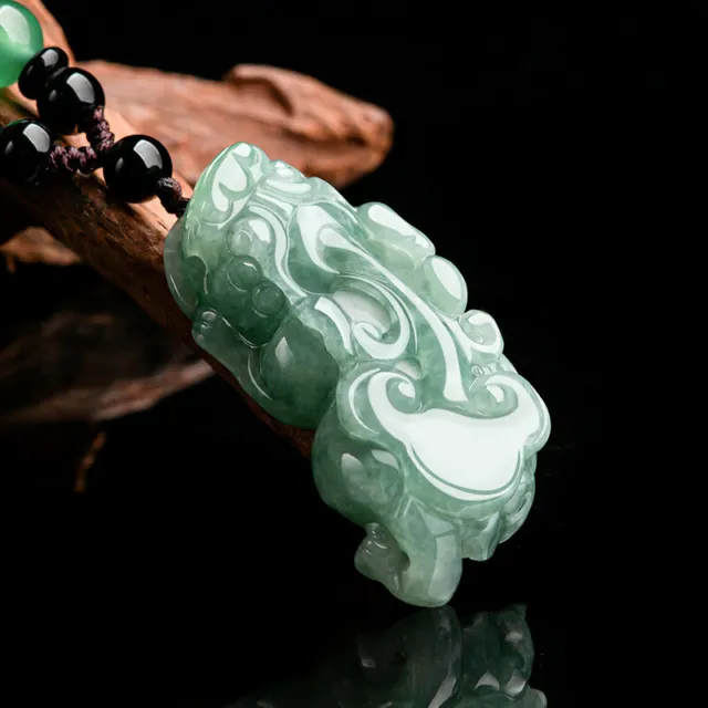 Natural Grade A Jade Jadeite Men Women Lucky Fine Dragon Son Pixiu Pendant