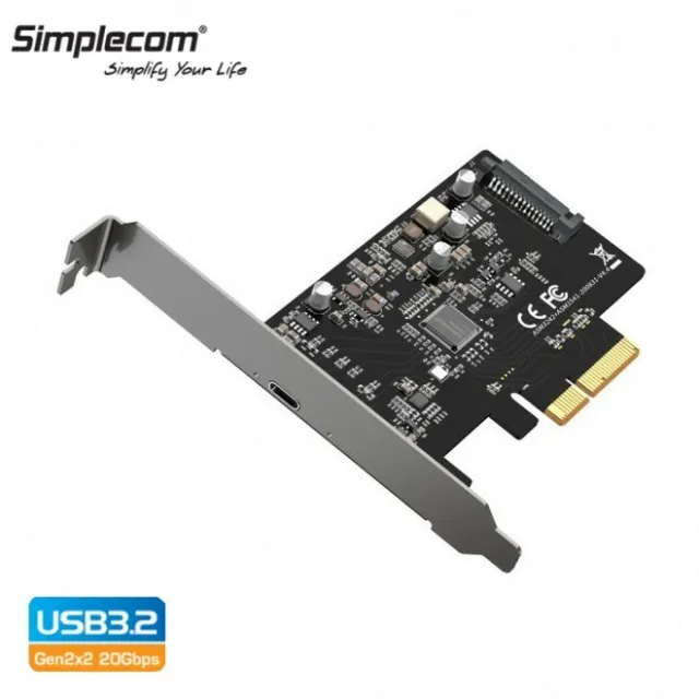 Simplecom PCI-e x4 Slot Expansion Card to USB Type C 3.2 Gen2x2 20Gbps PCI 3.0