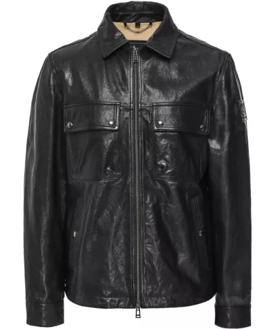 Belstaff Tour Nappa Lamb Leather Overshirt Jacket Black Medium Rrp £795 Bnwt