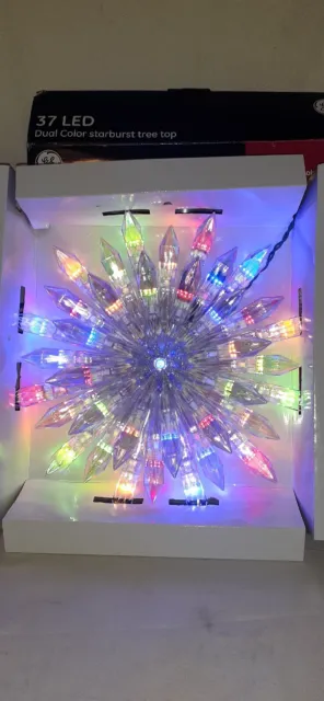 GE LED Starburst Christmas Tree Top Topper Dual Multicolor White Light Snowflake