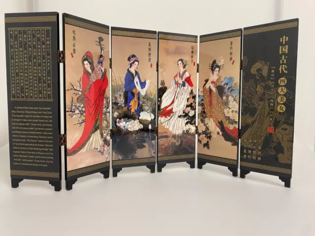 Desktop Mini Panel Divider Mini Folding Screen Decoration Chinese Lacquerware