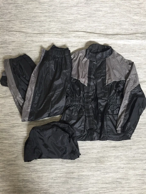 Vintage Jafrum Mens Nylon Waterproof Rain Suit Motorcycle Riding Black gear M