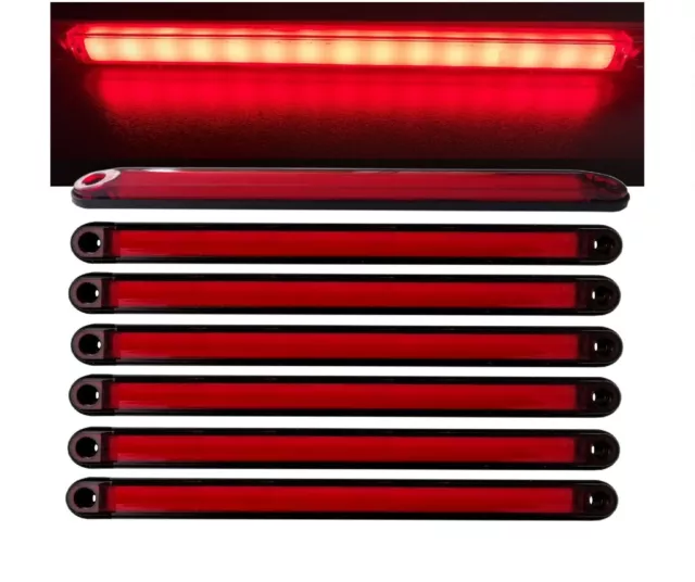 6x Feux de Gabarit Position Arrière 12-24V LED Rouge Effet Néon Camion Camper