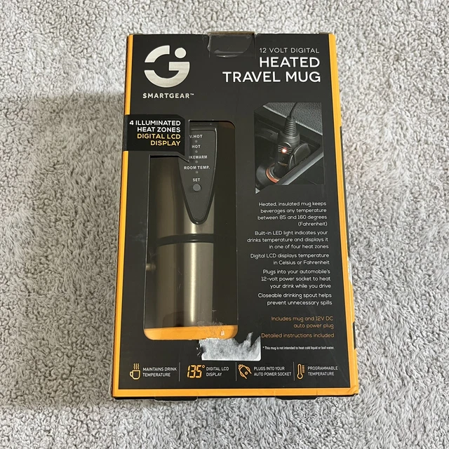 Smartgear 12 Volt Digital Heated Travel Mug Programmable Insulated W Car Charger