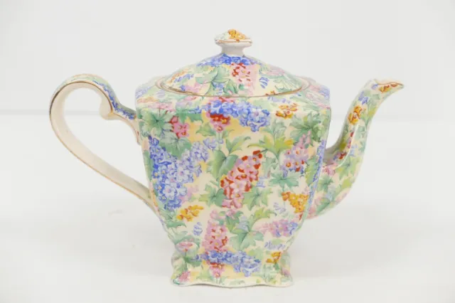 Vintage Royal Winton Grimwades Chintz England SOMERSET Square Tea Pot 2