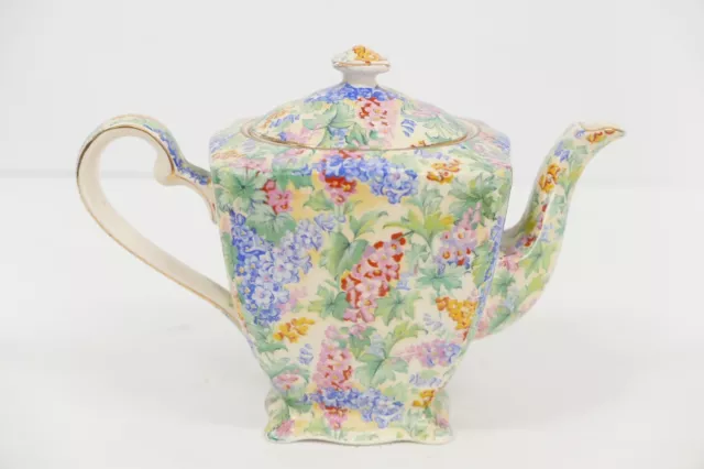 Vintage Royal Winton Grimwades Chintz England SOMERSET Square Tea Pot 2