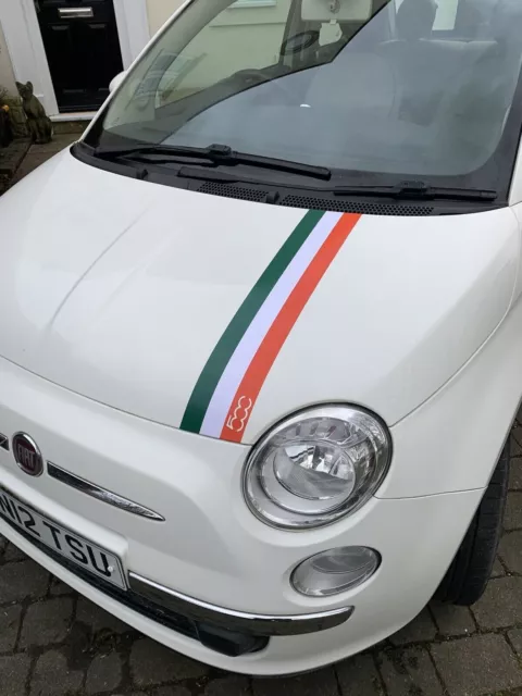 Fiat 500 595 Italian flag racing stripes bonnet roof boot decal graphics OTT90 3