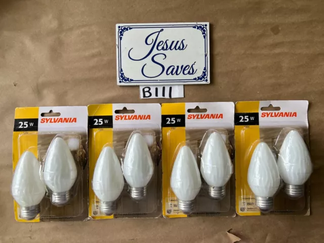 Lot of 8-Sylvania 25w Incandescent F15 medium base 13820 25f/w/bl           B111