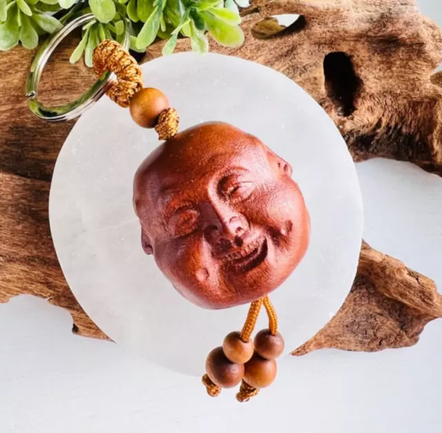 Face wood keychain hand crafted four facial expressions