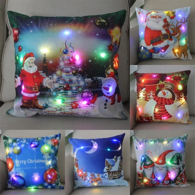 necesita almohadas de Navidad cubiertas cojines fundas fiesta cojines luz LED