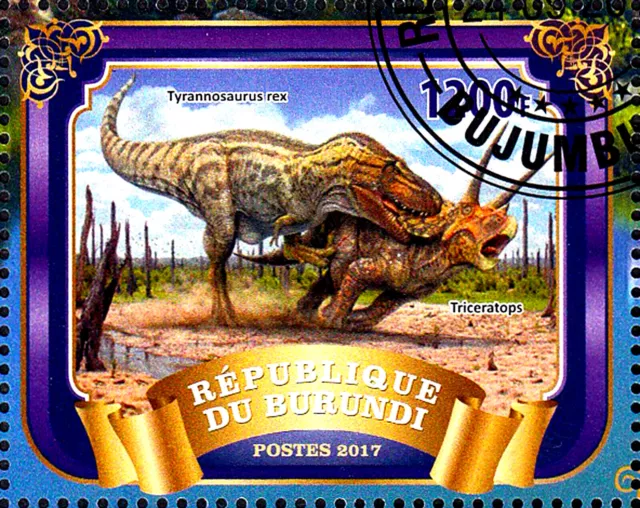 Tier Wildtier Prähistorisch Dinosaurier Tyrannosaurus Rex und Triceratops / 1263