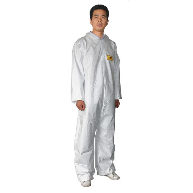 CONDOR 30C529 Collared Coveralls,White,XL,Straight,PK6