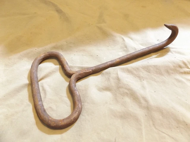 Primitive Antique Hand Wrought Iron Hay Hook Farm Tool Possibly 19th Century 2