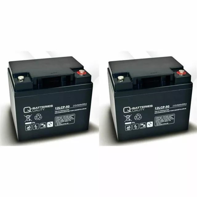 Ersatzakku für Invacare G2000 2 Stk. Quality-Batteries 12LCP-50 12V - 50 Ah