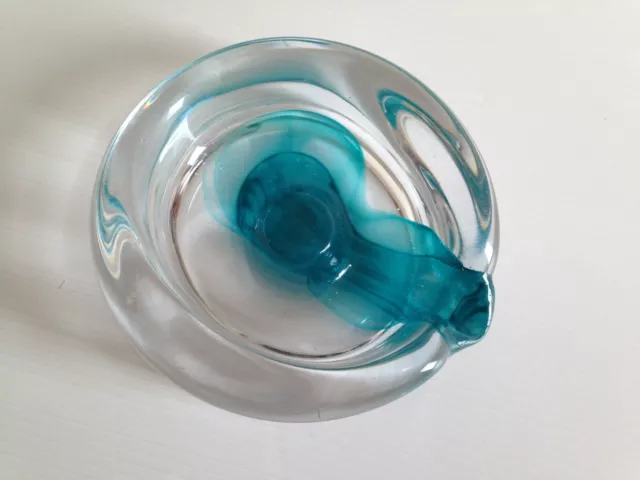 DAUM magnifique Cendrier  en cristal avec superbe teinte de bleu 3