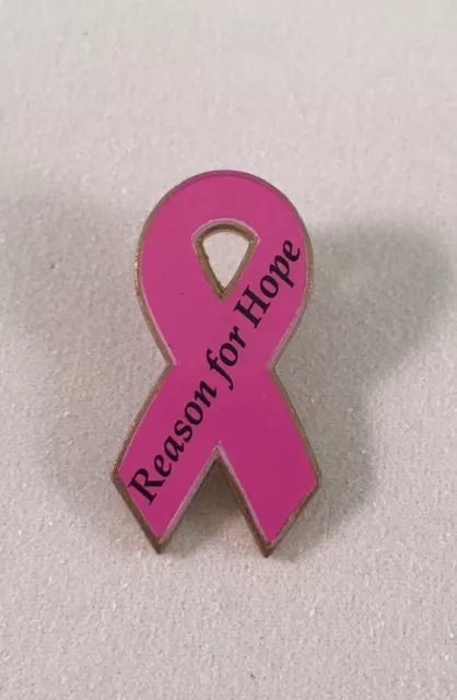Pink Breast Cancer Awareness Ribbon Button Lapel Pin  REASON FOR HOPE ~ USA MADE