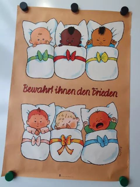 Plakat Inge Gürtzig Bewahrt ihnen den Frieden 1979 Babys Klassiker Original DDR