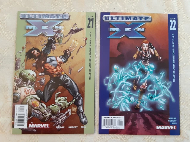 ULTIMATE X MEN Comic Lot of 2, Vol. 1, No.21 and 22 (Marvel 2002) VERY NICE!!