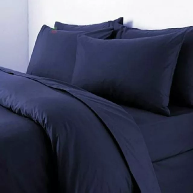 400 TC UK SIZE HOTEL NAVY BLUE SOLID EGYPTIAN COTTON Duvet Set,Sheet Set,Fitted