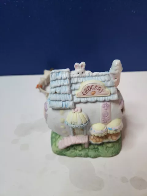 Vintage Porcelain Easter Bunny Light Up Village Egg House 5" Grocery Store C1932