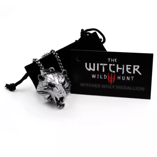 The Witcher Great Bear School Medallion Necklace Pendant Chain Card Gift Bag