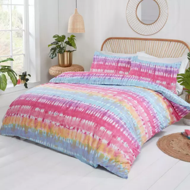 Cravatta Tintura Doppio Copripiumino e Federa Set Ragazze Letto Multicolor Righe