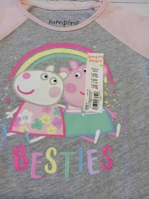 ~NWT Infant 'Jumping Beans' PEPPA PIG 'Besties' Long Sleeve Raglan Tee Shirt~12M