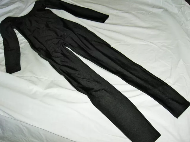 Speerise Unitard Scoop Neck Adult Small Full Body Leotard Shiny  Black Costume