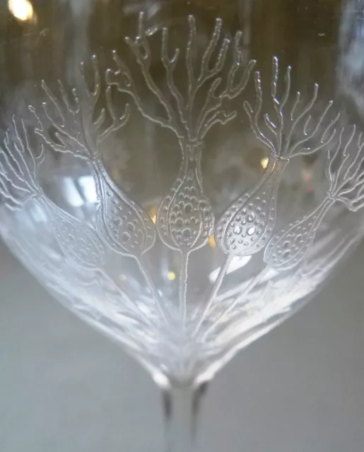 Jugendstil Römer Kristall Glas Weinglas Distel geätzt Villeroy&Boch um 1900