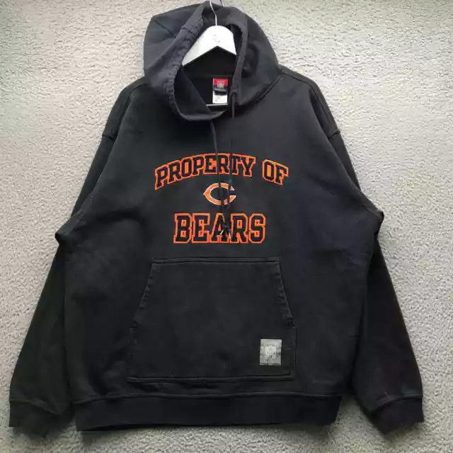 Chicago Bears NFL Reebok Fleece Sweatshirt Hoodie Men's XL Embroidered Black*