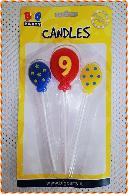 BIG PARTY 3 Decoración Pastel/Pasteles Velas Globo No. 9 Cumpleaños Niños