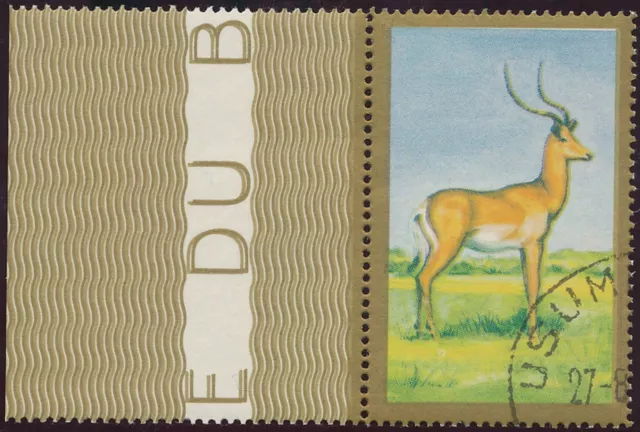 BURUNDI 1964 10 Fr Wildtiere Impala Randstück ABART MISSING COLORS + DOUBLEPRINT