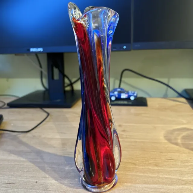 Red And Blue Transparent Murano? Vase