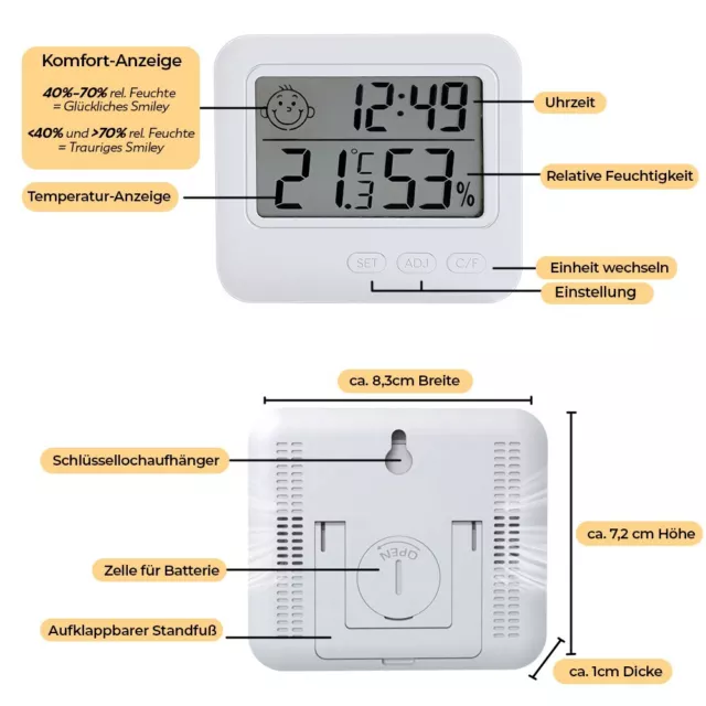 PEARL DIGITALES INNEN- und Außen-Thermometer mit Uhrzeit und LCD-Display  EUR 7,99 - PicClick DE