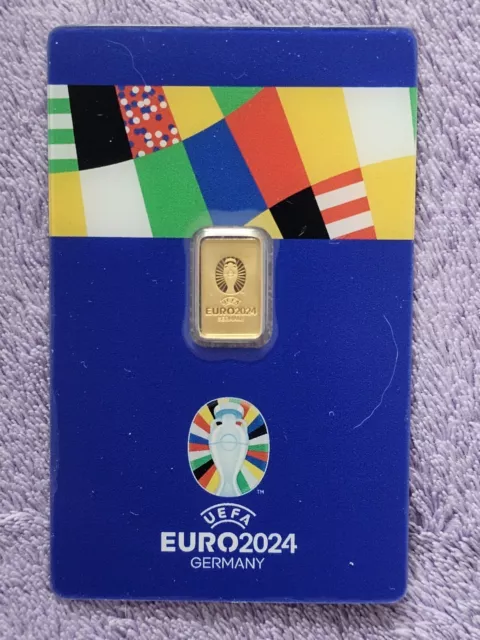 1g 1 gram Pamp Suisse gold bar UEFA World Cup 2024 In numbered Assay Cars. Rare.