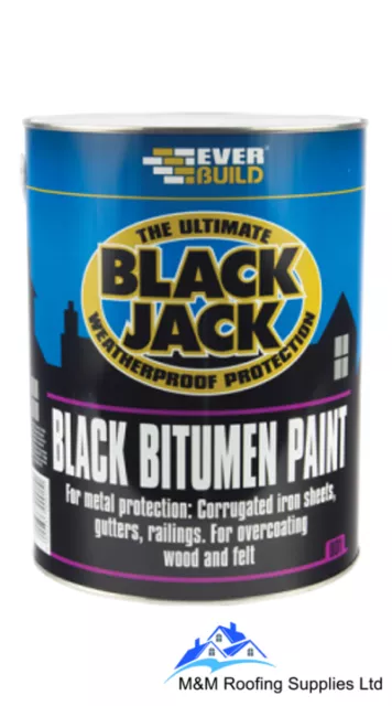 Everbuild 901 BLACK Bitumen Paint Black Jack Weatherproof | Waterproof | 1 Litre 2