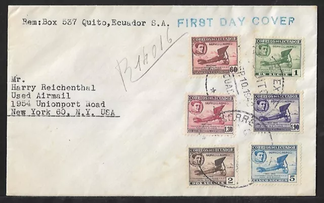 Ecuador To Usa Air Mail Issue  On Cover 1948