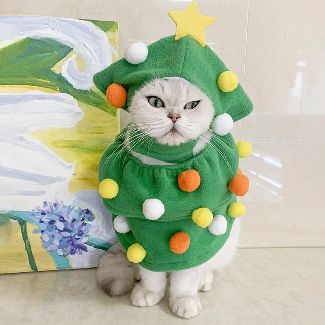 2 teile/satz Weihnachtsbaum-Haustier kleidung weich verkleiden sich niedlich