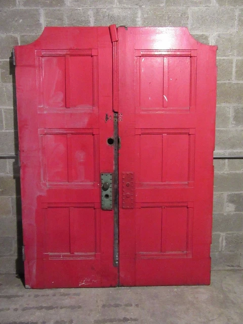 ANTIQUE OAK DOUBLE ENTRANCE FRENCH DOORS  ~ 67 x 89 ~  SET 1 OF 3  ~ SALVAGE