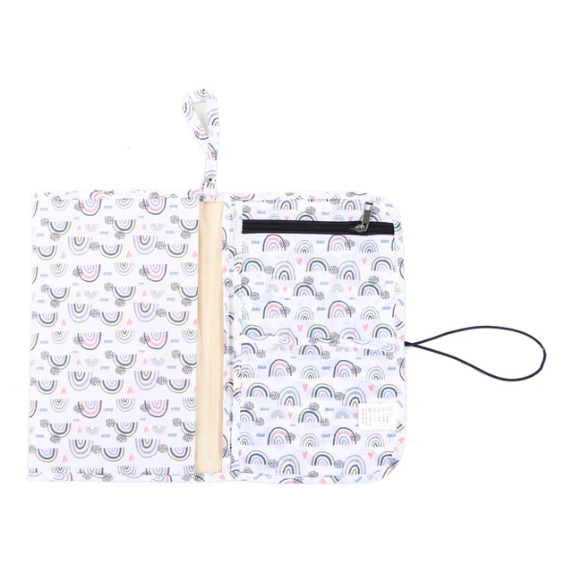 (White Rainbow)Portable Changing Mat Comfortable And Foldable Nylon Portable