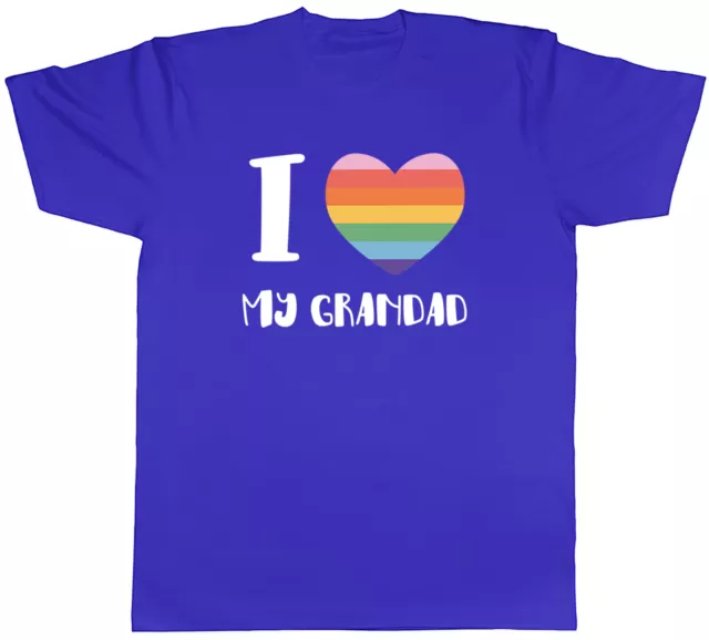 Pride Rainbow Heart Mens T-Shirt I Love my Grandad LGBTQ+ Tee Gift