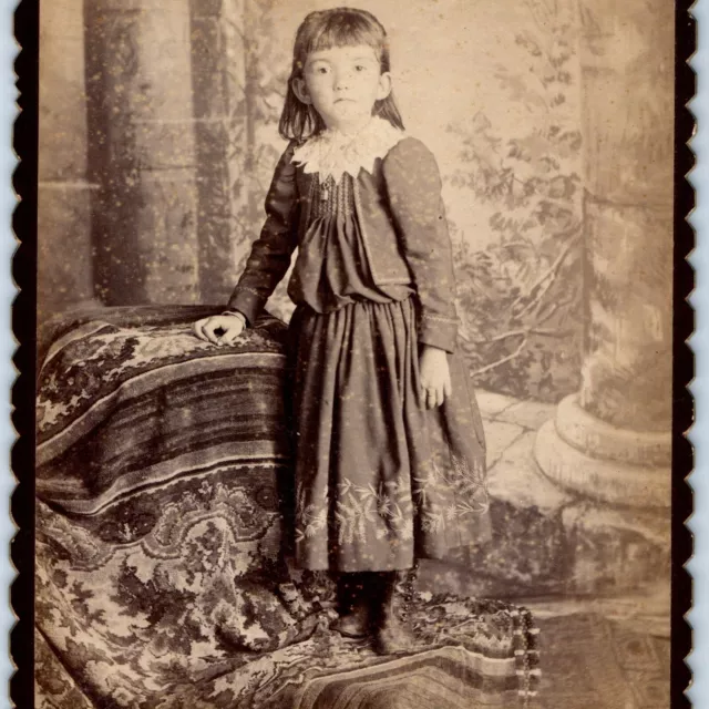 c1880s Reading, PA Cute Little Girl Woman Lady Cabinet Card Photo NY Gallery B14