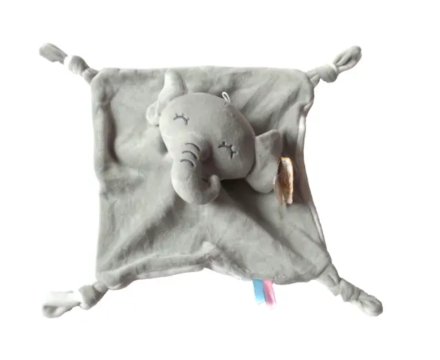 BBSKY Elefant grau weiß 26 x 26 cm Schmusetuch Schnuffeltuch Kuscheltuch als NEU