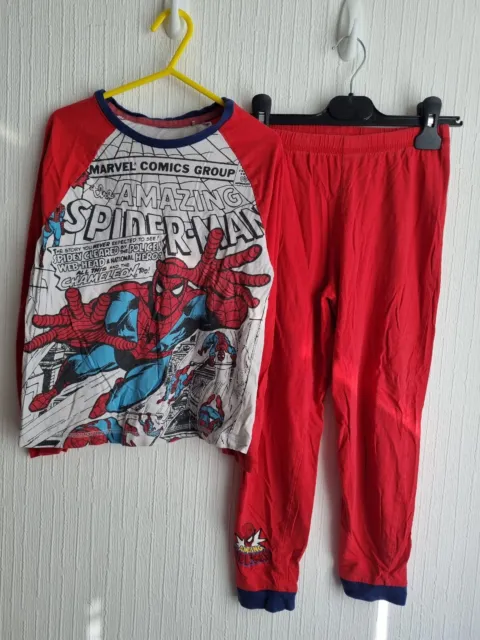 Set pigiama a maniche lunghe Marvel Spiderman rosso e bianco ragazzo da George età 7-8 anni