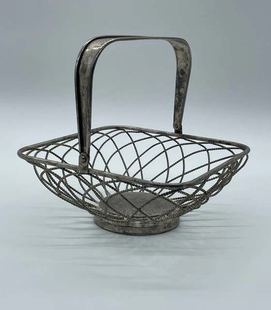 Panier en métal argenté et verre