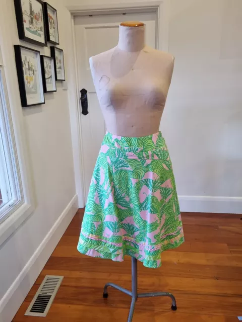 Lilly Pulitzer  size 8 (US 4 )  Green & pink zebra print flare skirt