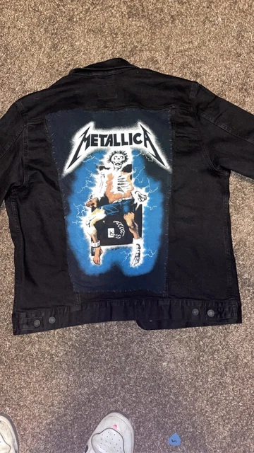 denim jacket L black metallica slayer venom battle jacket thrash metal heavy
